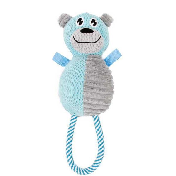 Pet Life Pet Life DT26BL Natural Jute & Squeak Chew Tugging Dog Toy; Blue & Grey - One Size DT26BL